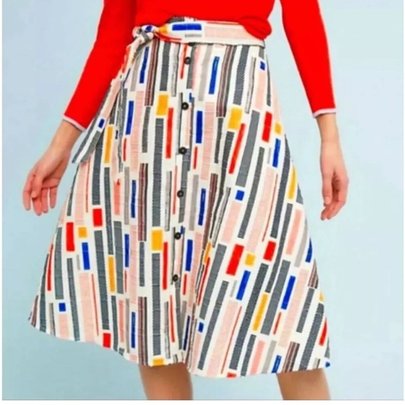 Anthropologie Dresses & Skirts - Anthropologie, Hutch, New, Willem Midi A-Line Belted Button Front Skirt SZ 0P